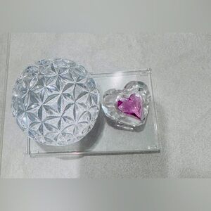 Crystal Sphere and Heart Set Decorative Swarovski spherical ball vs waterford